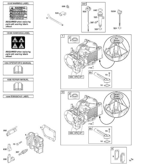 E - Cilindro, testata, lubrificazione, manuale per l'uso, etichetta di avvertenza B&S - 09 €¦ 09T602-0126-H1 brand Stihl